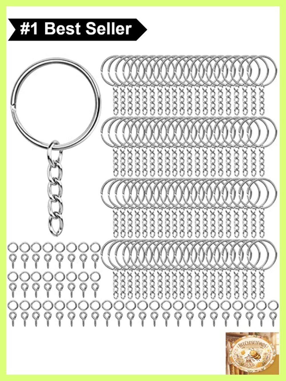 Keychain Making Kit 600pc 25mm Rings Jump Rings Screw Eye Pins DIY Craft